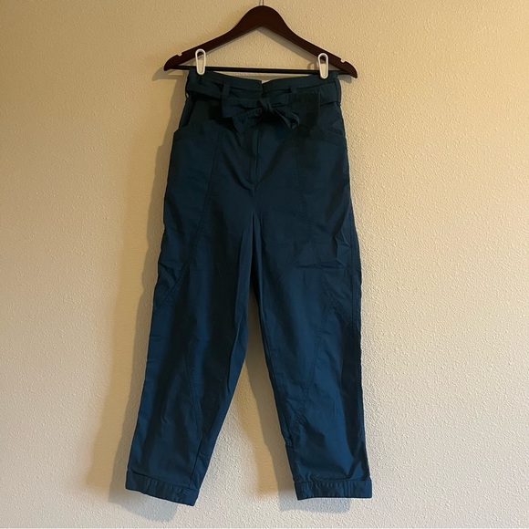 Anthropologie Super High Rise Blue Paper Bag Waist Tie Pants Size 6 - Picture 9 of 13